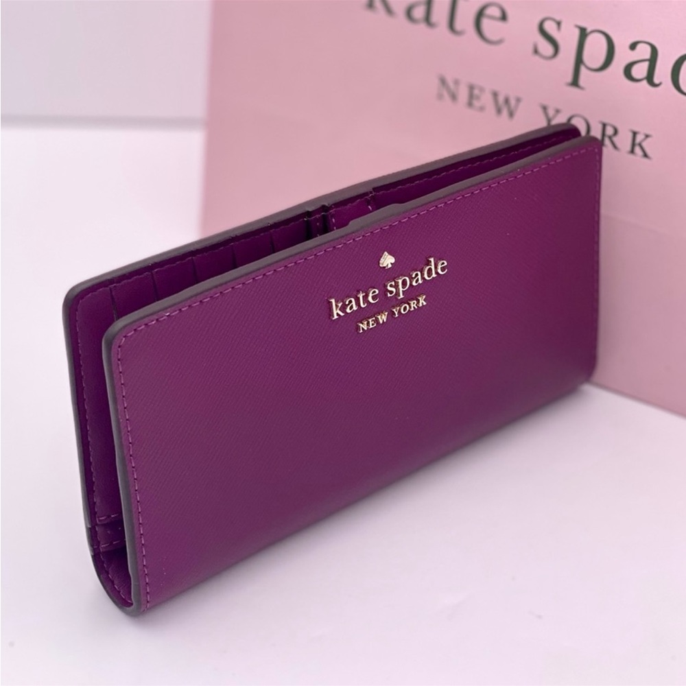 Kate Spade Large Slim Bifold Wallet Plum Pie